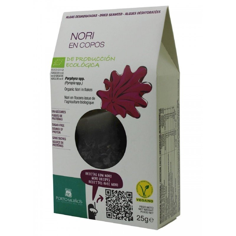 ALGI MORSKIE SUSZONE - NORI PŁATKI BIO 25 g - PORTO MUINOS