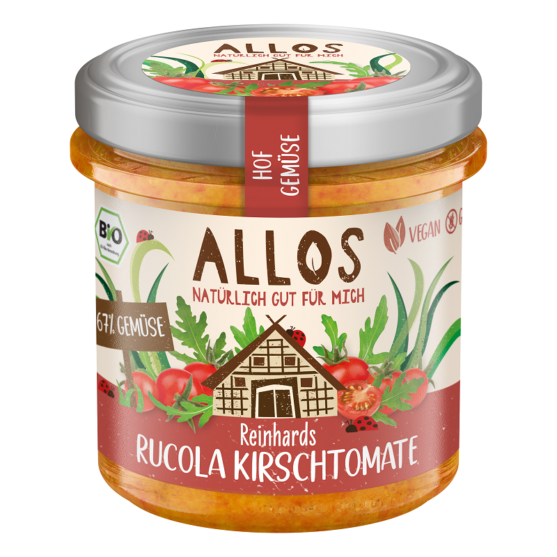 PASTA WARZYWNA Z POMIDORAMI CHERRY I RUKOLĄ BEZGLUTENOWA BIO 135 g - ALLOS