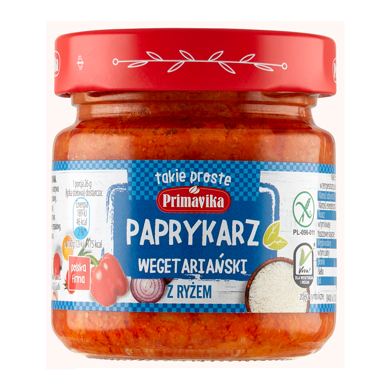 PAPRYKARZ WEGETARIAŃSKI Z RYŻEM BEZGLUTENOWY 160 g - PRIMAVIKA