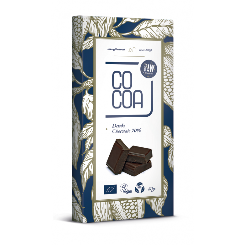 CZEKOLADA SUROWA KLASYCZNA GORZKA 70 % BIO 50 g - COCOA