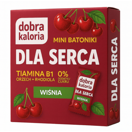DOBRA KALORIA Mini batoniki DLA SERCA wiśnia + tiamina, magnez, rhodiola 6x17g KUBARA