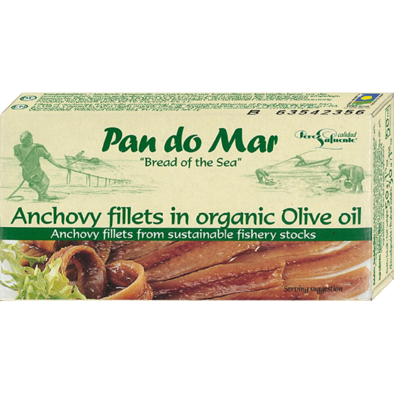 ANCHOIS (SARDELE) FILETY W BIO OLIWIE Z OLIWEK EXTRA VIRGIN 50 g - PAN DO MAR