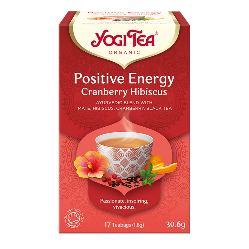 HERBATKA POZYTYWNA ENERGIA ŻURAWINA - HIBISKUS (POSITIVE ENERGY CRANBERRY HIBISCUS) BIO (17 x 1,8 g) 30,6 g - YOGI TEA