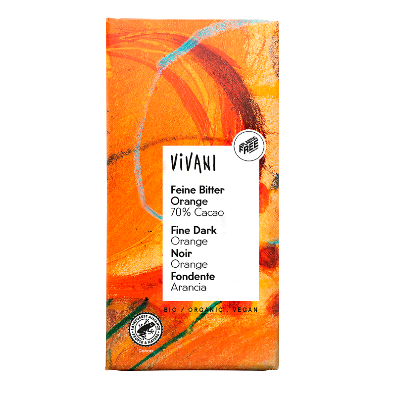CZEKOLADA GORZKA O SMAKU POMARAŃCZOWYM BIO 100 g - VIVANI