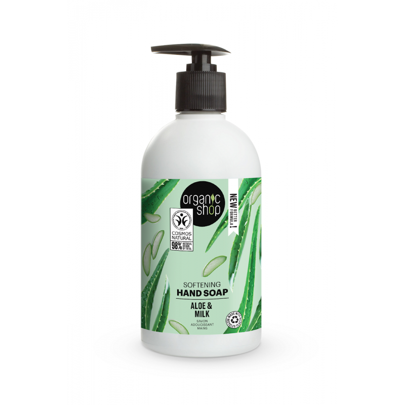 MYDŁO W PŁYNIE DO RĄK ZMIĘKCZAJĄCE ALOES I PROTEINY MLEKA ECO 500 ml - ORGANIC SHOP