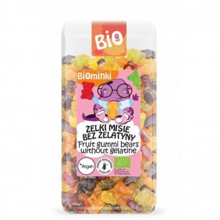 ŻELKI MISIE BEZ ŻELATYNY BEZGLUTENOWE BIO 400 g - BIOMINKI
