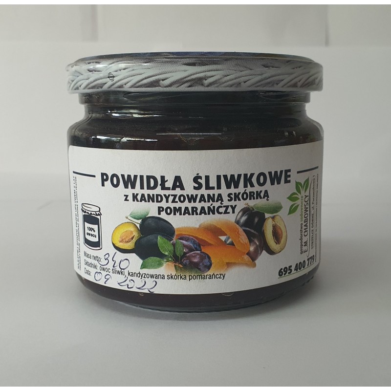 POWIDŁA ŚLIWKOWE Z KANDYZOWANĄ SKÓRKĄ POMARAŃCZY BEZ CUKRU - CHABOWSCY