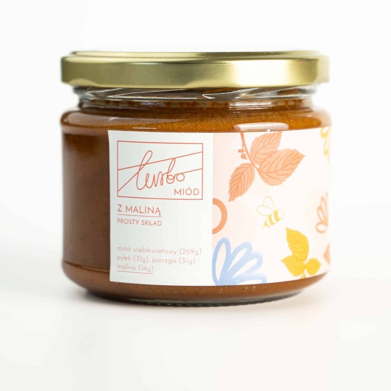 Turbo miód z maliną - 345g - MIÓD OD KULMY