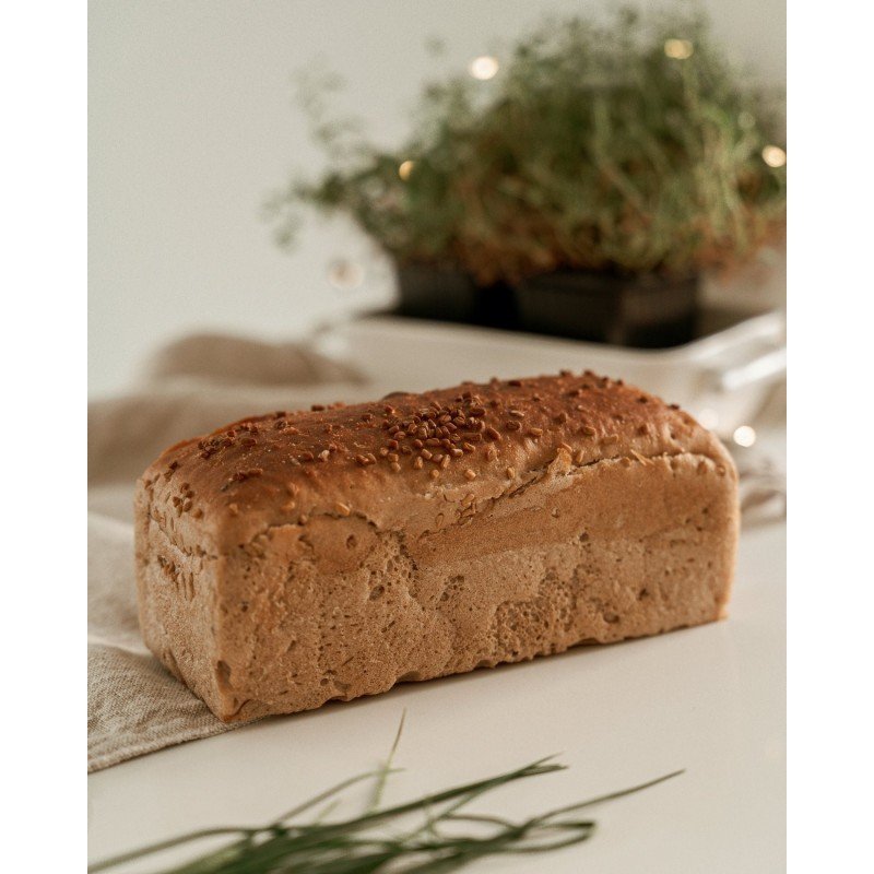 CHLEB ŻYTNI NA ZAKWASIE ŻYTNIM BIO Z NASIONAMI KOZIERADKI – 0,5 kg - AGA BAGIETKA