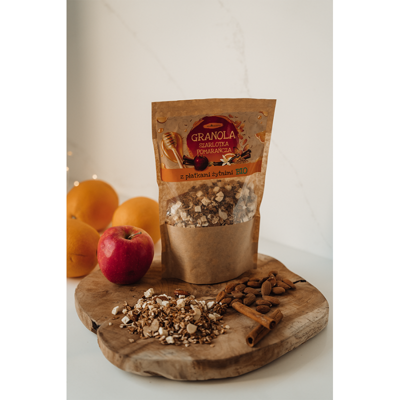GRANOLA ŻYTNIA SZARLOTKA – POMARAŃCZA – 300 g - AGA BAGIETKA