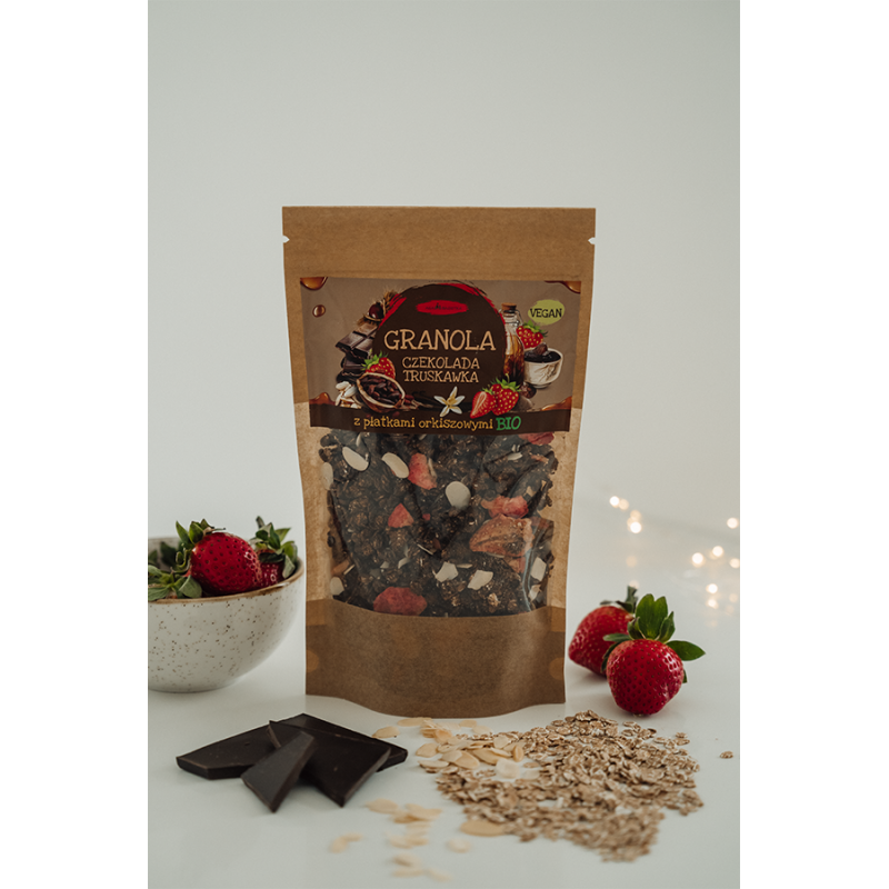 GRANOLA ORKISZOWA CZEKOLADA – TRUSKAWKA – 300 g - AGA BAGIETKA