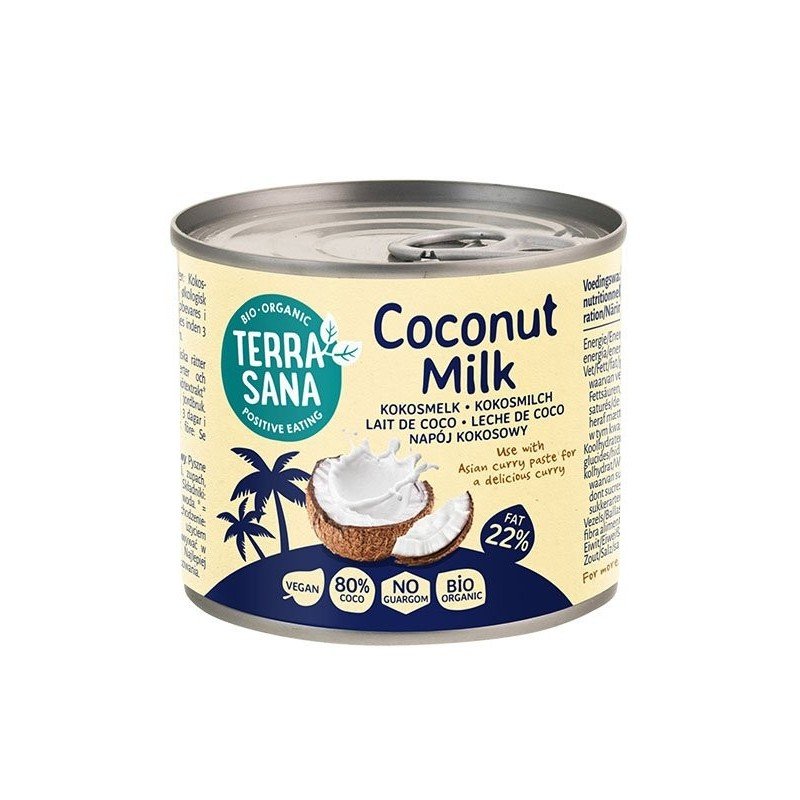 COCONUT MILK - NAPÓJ KOKOSOWY BEZ GUMY GUAR (22 % TŁUSZCZU) BIO 200 ml (PUSZKA) - TERRASANA