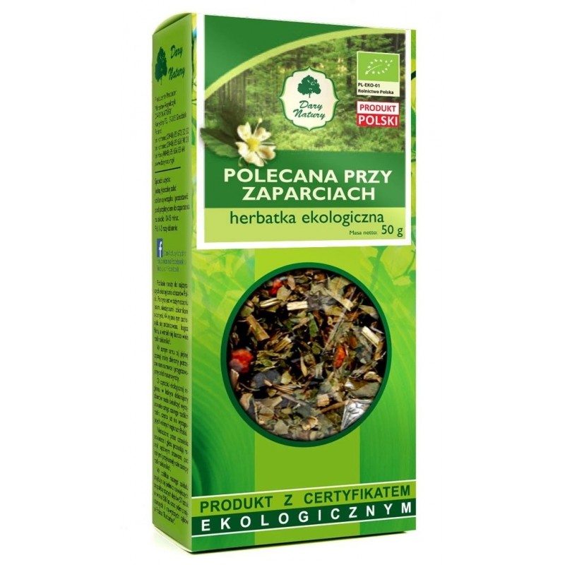 HERBATKA POLECANA PRZY ZAPARCIACH BIO (25 x 2 g) 50 g - DARY NATURY