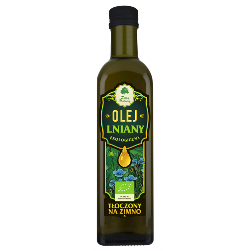 OLEJ LNIANY TŁOCZONY NA ZIMNO BIO 100 ml - DARY NATURY