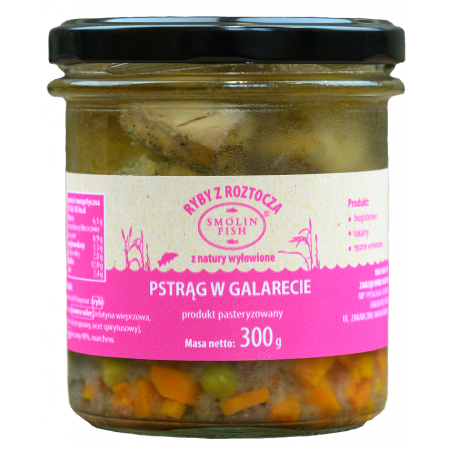 PSTRĄG W GALARECIE BEZGLUTENOWY 300 g - SMOLIN FISH (NA ZAMÓWIENIE)