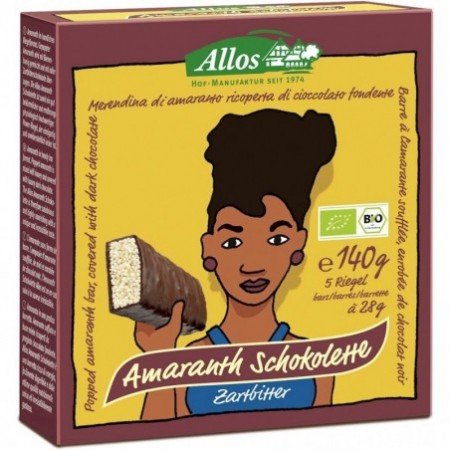 BATON AMARANTUSOWY W POLEWIE Z GORZKIEJ CZEKOLADY BIO 140 g (5 szt.) - ALLOS