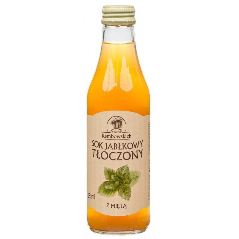 SOK JABŁKOWY TŁOCZONY Z MIĘTĄ NIEKLAROWANY 250 ml - REMBOWSCY