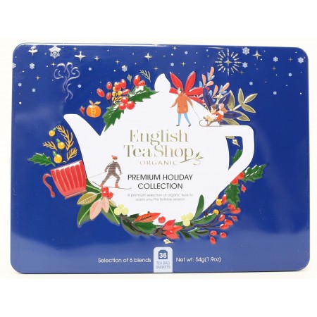 Zestaw herbatek Premium Holiday Collection w ozdobnej niebieskiej puszce BIO 72g BN