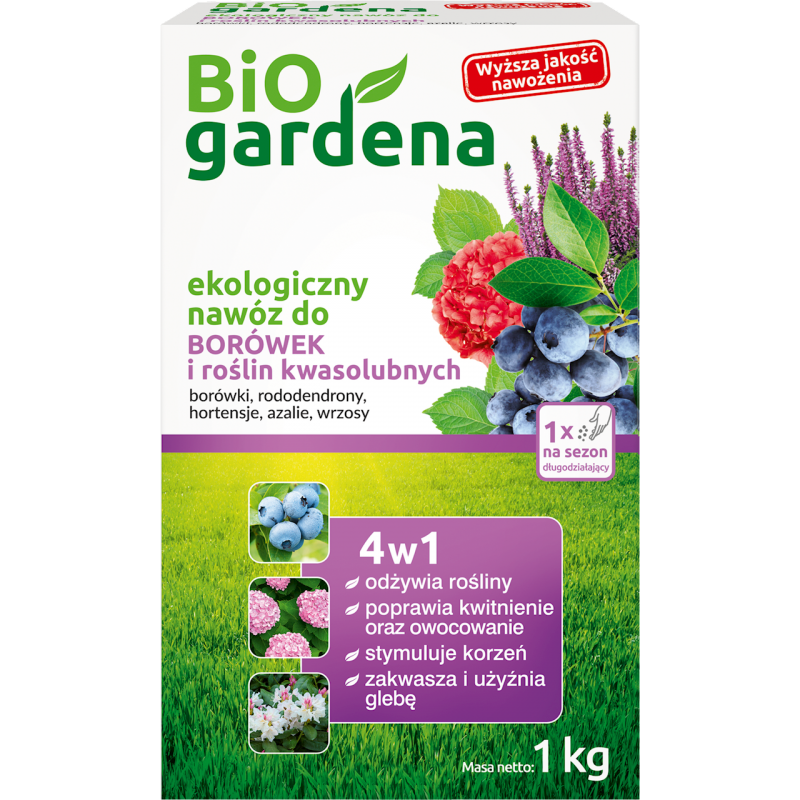 NAWÓZ DO BORÓWEK I ROŚLIN KWASOLUBNYCH ECO 1 kg - BIOGARDENA