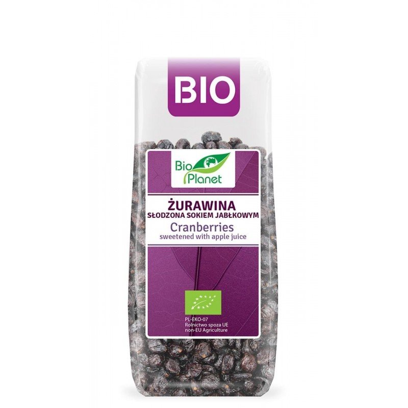 ŻURAWINA SŁODZONA SOKIEM JABŁKOWYM BIO 100 g - BIO PLANET