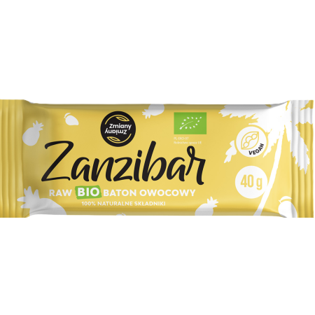 BATON OWOCOWY "ZANZIBAR" BEZGLUTENOWY BIO 40 g - ZMIANY ZMIANY