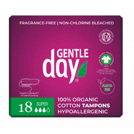 TAMPONY ZE 100 % BAWEŁNY EKOLOGICZNEJ - SUPER 18 szt. - GENTLE DAY