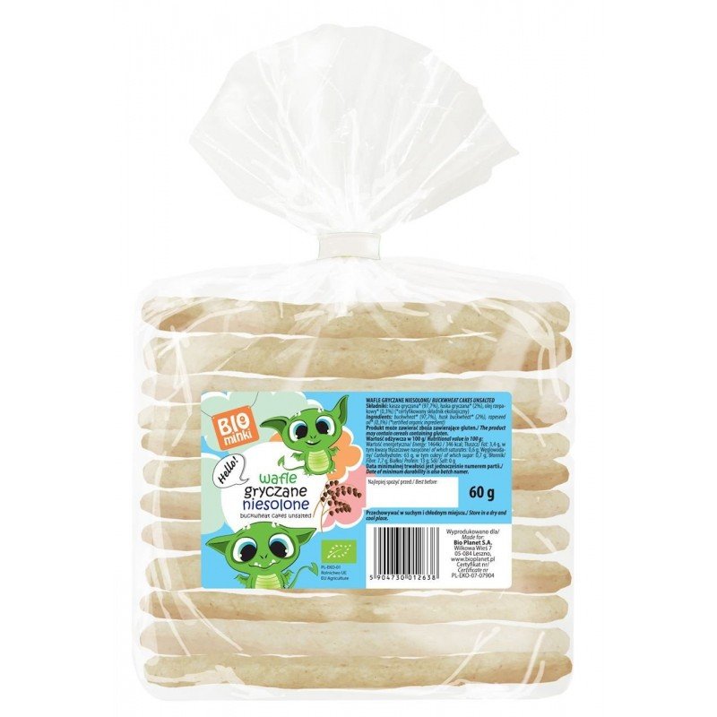 WAFLE GRYCZANE NIESOLONE BIO 60 g - BIOMINKI