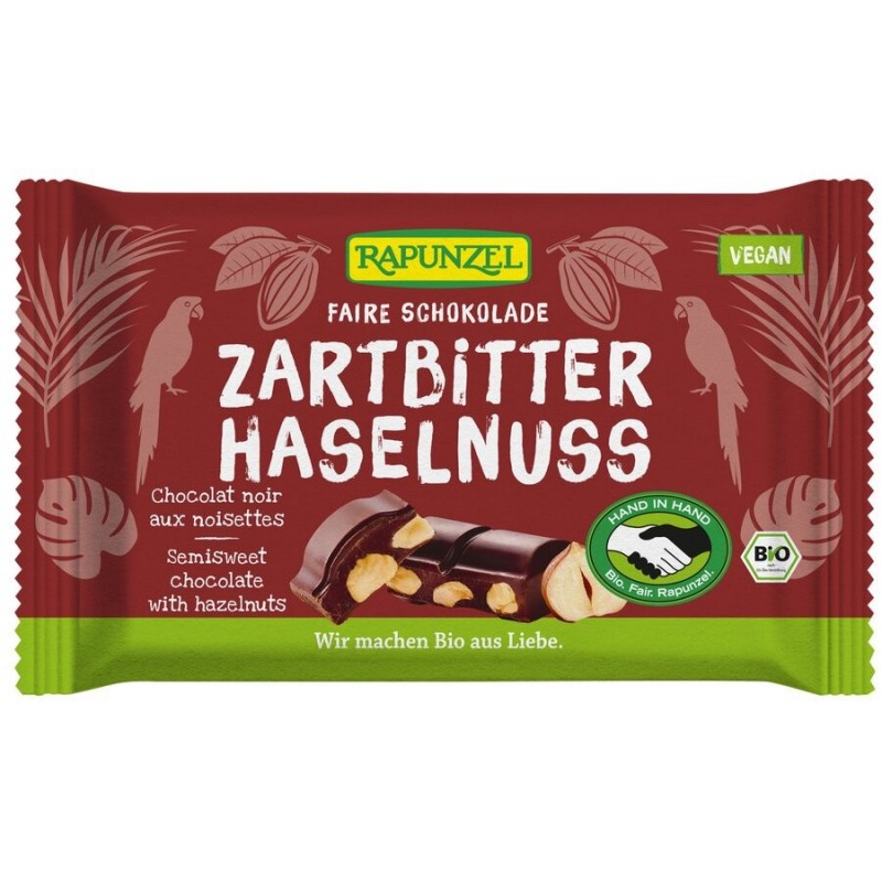 CZEKOLADA GORZKA Z ORZECHAMI LASKOWYMI BIO 100 g - RAPUNZEL