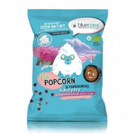 POPCORN Z NIEBIESKIEJ KUKURYDZY Z OLEJEM KOKOSOWYM I SOLĄ HIMALAJSKĄ BEZGLUTENOWY BIO 50 g - BLUECORN