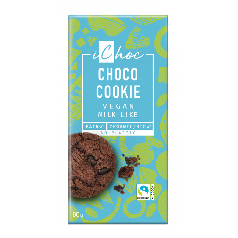 TABLICZKA KAKAOWA Z KAWAŁKAMI CIASTEK KAKAOWYCH FAIR TRADE BIO 80 g - ICHOC (VIVANI)
