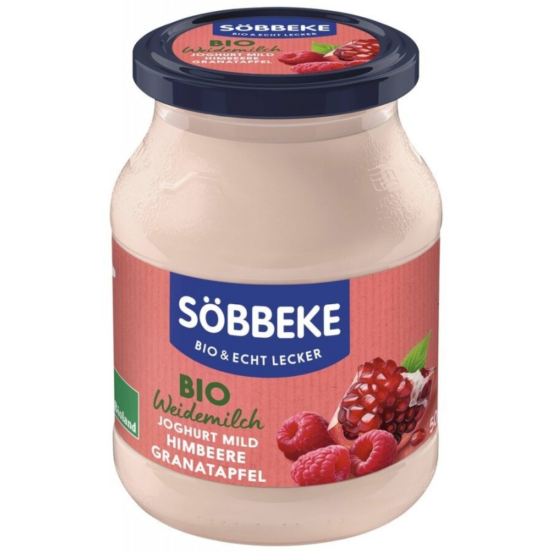 JOGURT KREMOWY MALINA - GRANAT BIO 500 g (SŁOIK) - SOBBEKE