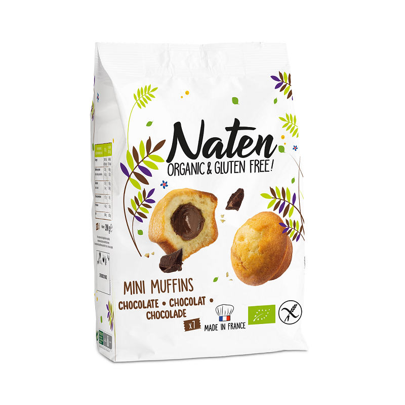 MUFFINKI MINI Z NADZIENIEM ORZECHOWO - KAKAOWYM BEZGLUTENOWE BIO 200 g - NATEN