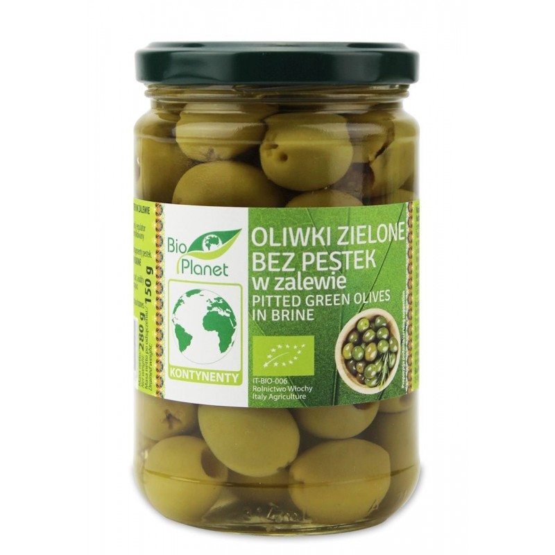 OLIWKI ZIELONE BEZ PESTEK W ZALEWIE BIO 280 g (150 g) (SŁOIK) - BIO ORGANICA ITALIA