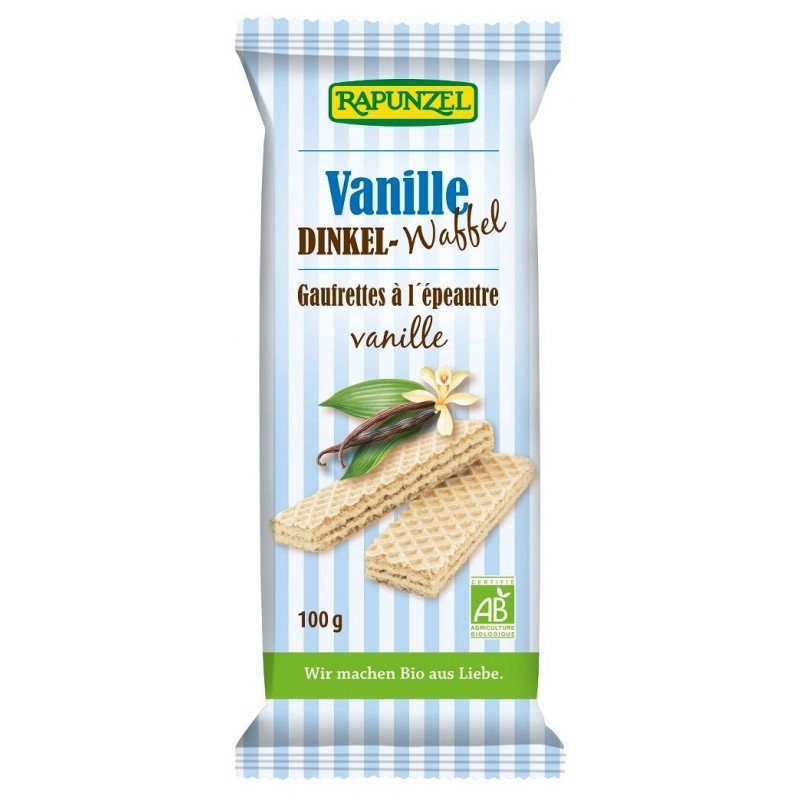 WAFLE ORKISZOWE Z NADZIENIEM WANILIOWYM BIO 100 g - RAPUNZEL