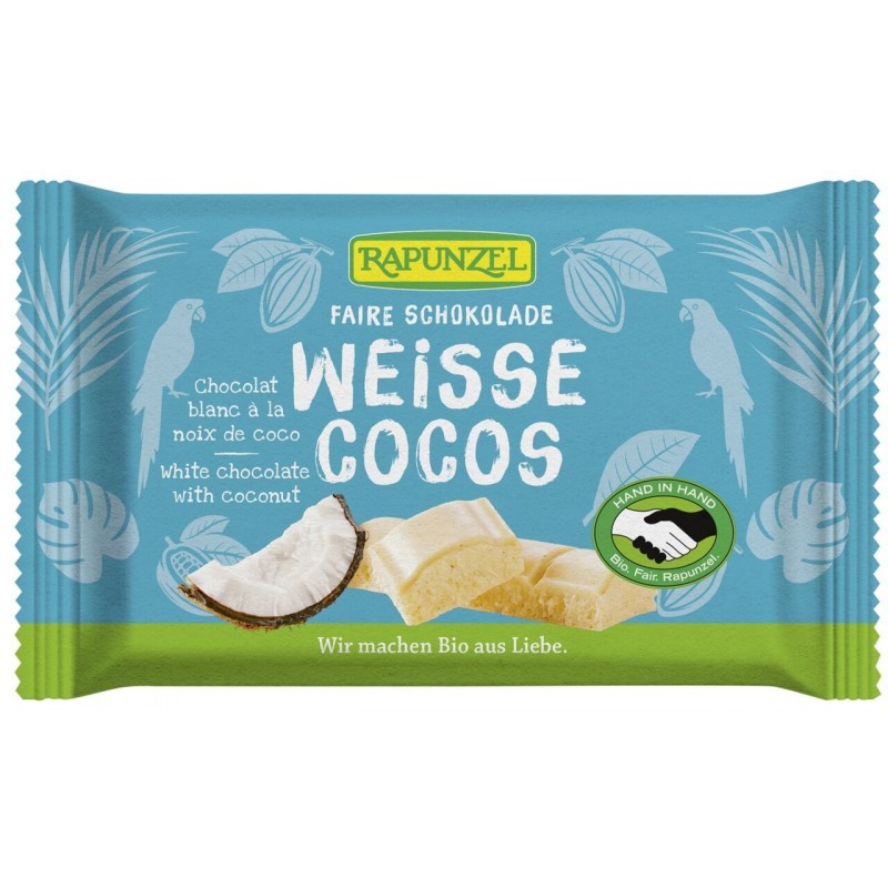 CZEKOLADA BIAŁA Z WIÓRKAMI KOKOSOWYMI BIO 100 g - RAPUNZEL