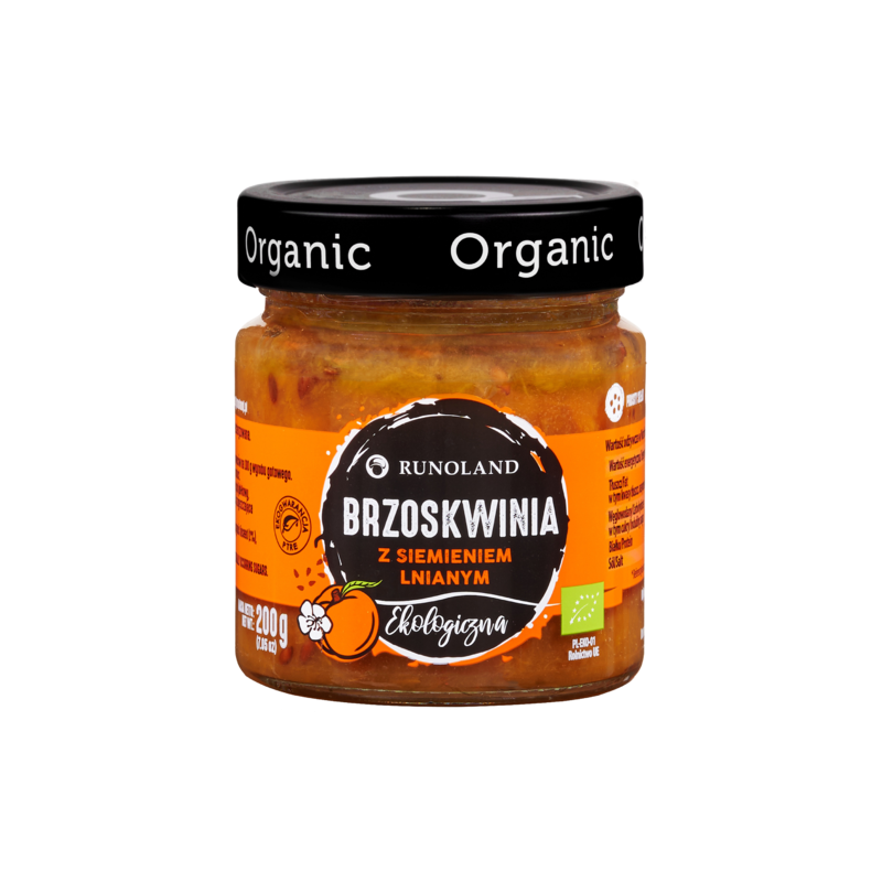 SŁODKA PRZEKĄSKA BRZOSKWINIA Z SIEMIENIEM LNIANYM  BIO 200 g - RUNOLAND