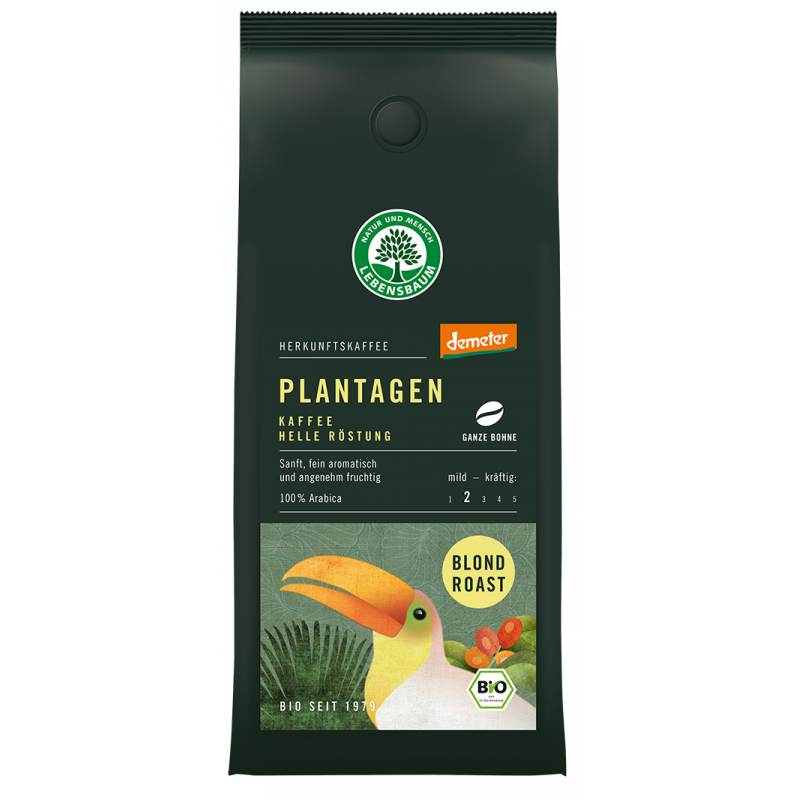 KAWA ZIARNISTA ARABICA JASNOPALONA 100 % BLOND ROAST DEMETER BIO 250 g - LEBENSBAUM