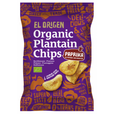 CHIPSY Z PLANTANA PAPRYKOWE BEZGLUTENOWE BIO 80 g - EL ORIGEN