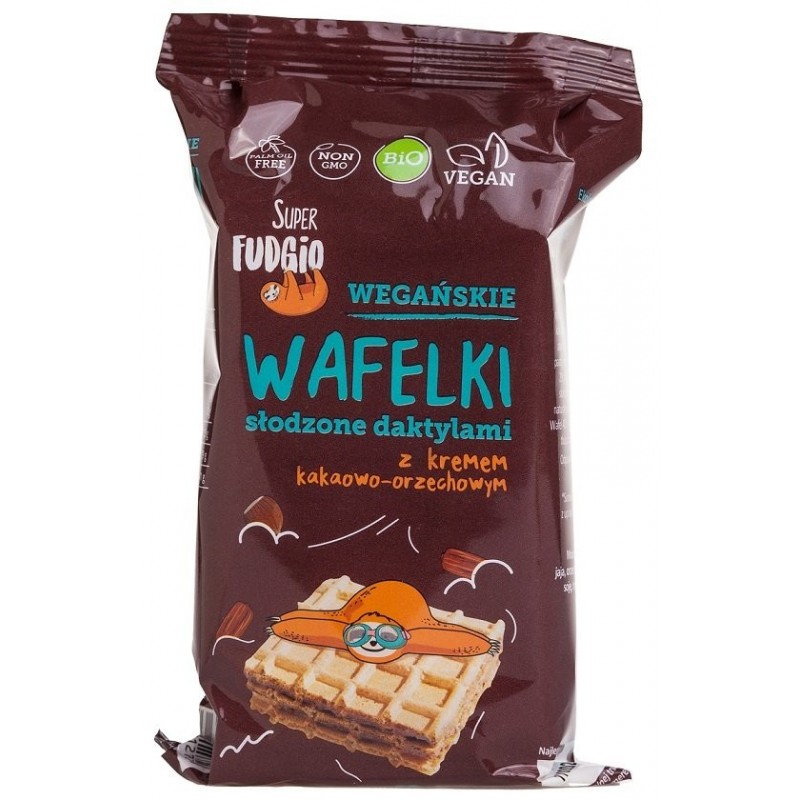 WAFELKI Z KREMEM KAKAOWO - ORZECHOWYM SŁODZONE DAKTYLAMI BIO (4 szt.) 120 g - ME GUSTO (SUPER FUDGIO)