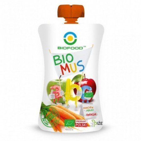 MUS MARCHWIOWO - JABŁKOWY BEZGLUTENOWY BIO 90 g - BIO FOOD
