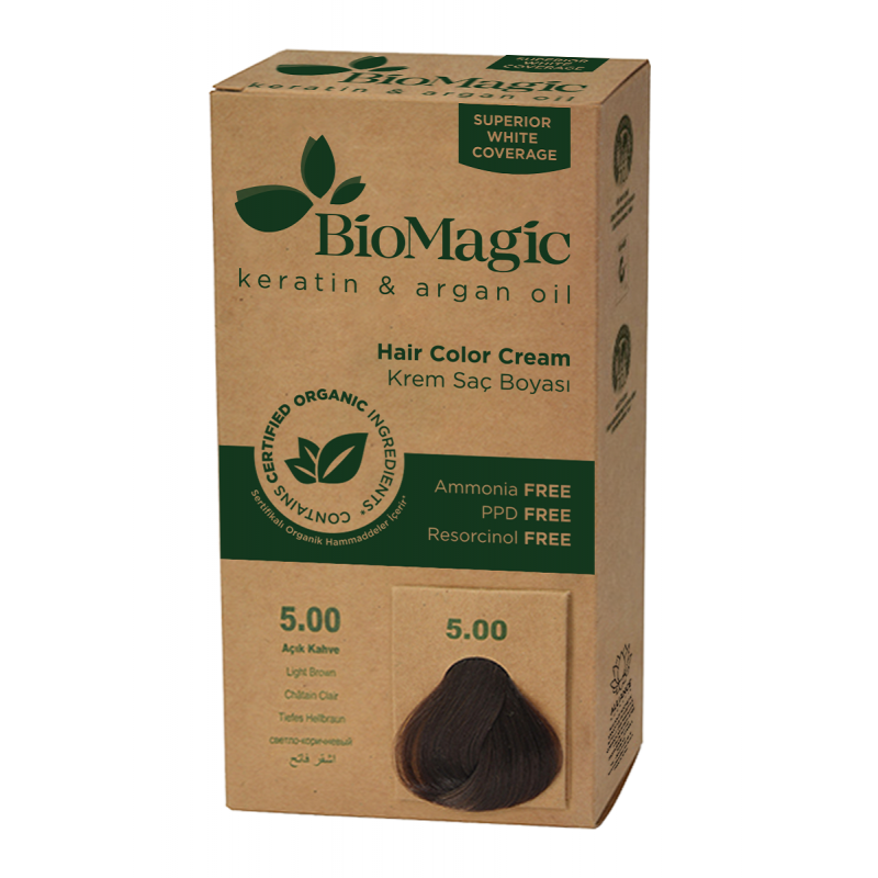 FARBA DO WŁOSÓW JASNY BRĄZ (5.00) 250 g - BIOMAGIC