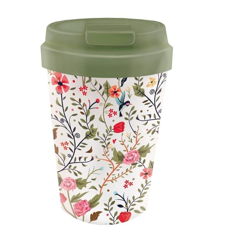 KUBEK PODRÓŻNY Z TWORZYWA PLA PTAKI I KWIATY 350 ml - CHIC-MIC