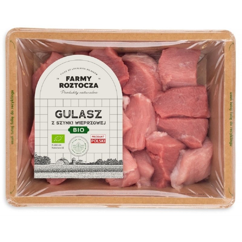 MIĘSO GULASZOWE Z SZYNKI SUROWE BIO 300 g - FARMY ROZTOCZA (NA ZAMÓWIENIE)