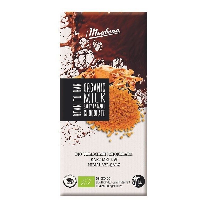 CZEKOLADA MLECZNA Z KAWAŁKAMI KARMELU I SOLĄ HIMALAJSKĄ BIO 100 g - MEYBONA