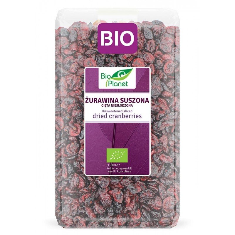 ŻURAWINA SUSZONA CIĘTA NIESŁODZONA BIO 1 kg - BIO PLANET