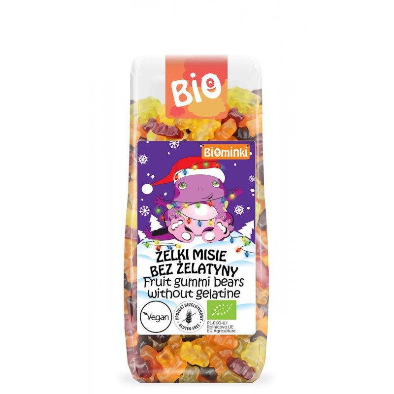 ŻELKI MISIE BEZ ŻELATYNY BEZGLUTENOWE BIO 150 g - BIOMINKI (EDYCJA ŚWIĄTECZNA) (PRODUKT SEZONOWY)