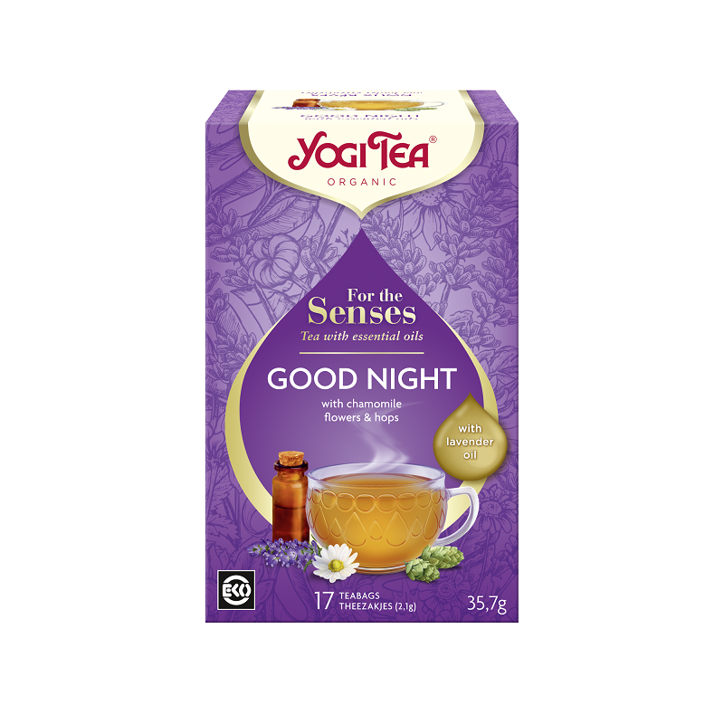 HERBATKA DLA ZMYSŁÓW NA DOBRANOC Z OLEJKIEM LAWENDOWYM (FOR THE SENSES GOOD NIGHT) BIO (17 x 2,1 g) 35,7 g - YOGI TEA