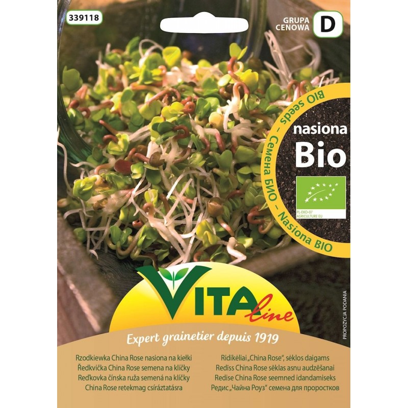 NASIONA RZODKIEWKI CHINA ROSE BIO NA KIEŁKI 20 g - VITA LINE (41141CIN0CS, VG9050, 198005)