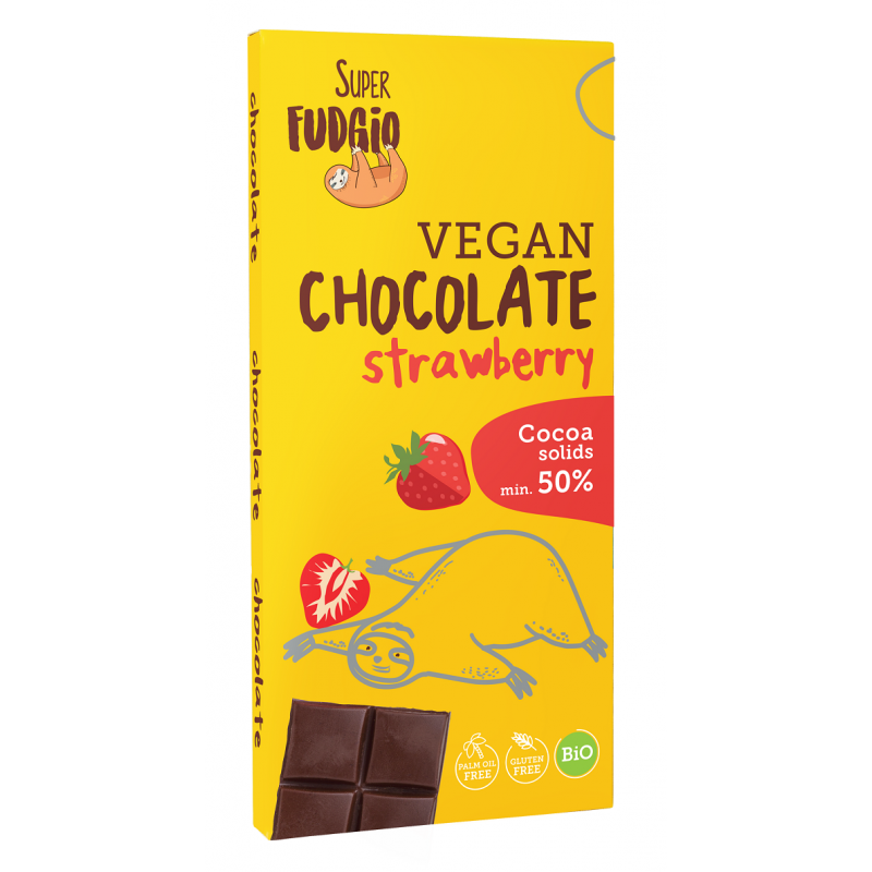 CZEKOLADA TRUSKAWKOWA BEZGLUTENOWA BIO 80 g - ME GUSTO (SUPER FUDGIO)