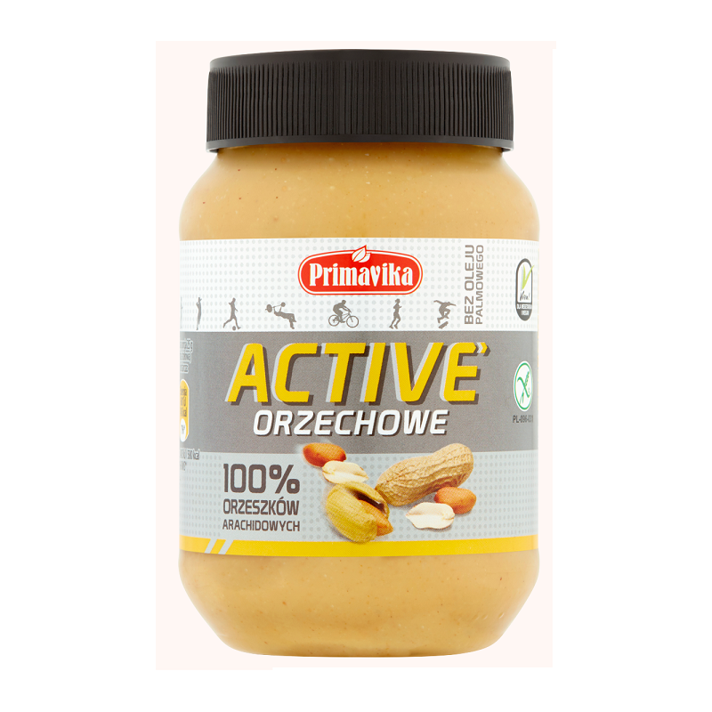 KREM Z PRAŻONYCH ORZESZKÓW ZIEMNYCH ACTIVE BEZGLUTENOWY 470 g - PRIMAVIKA